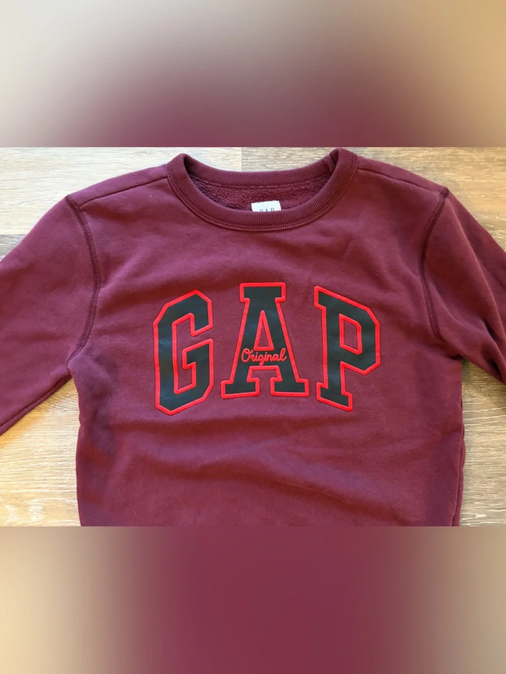 GAP Burgundy Sweatshirt with Navy-Trim Logo